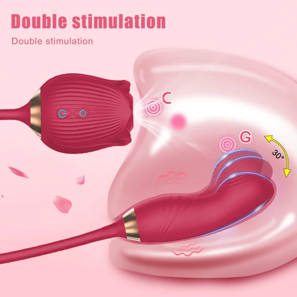 Vibrating Rose Clit Sucker & Finger Vibrator (S5)