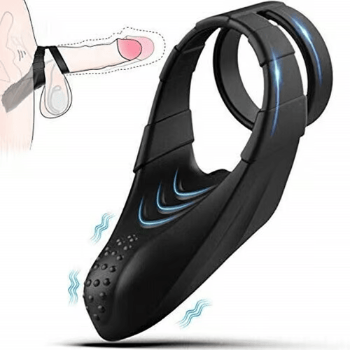 Double Cock Ring Vibrator with Taint Teaser