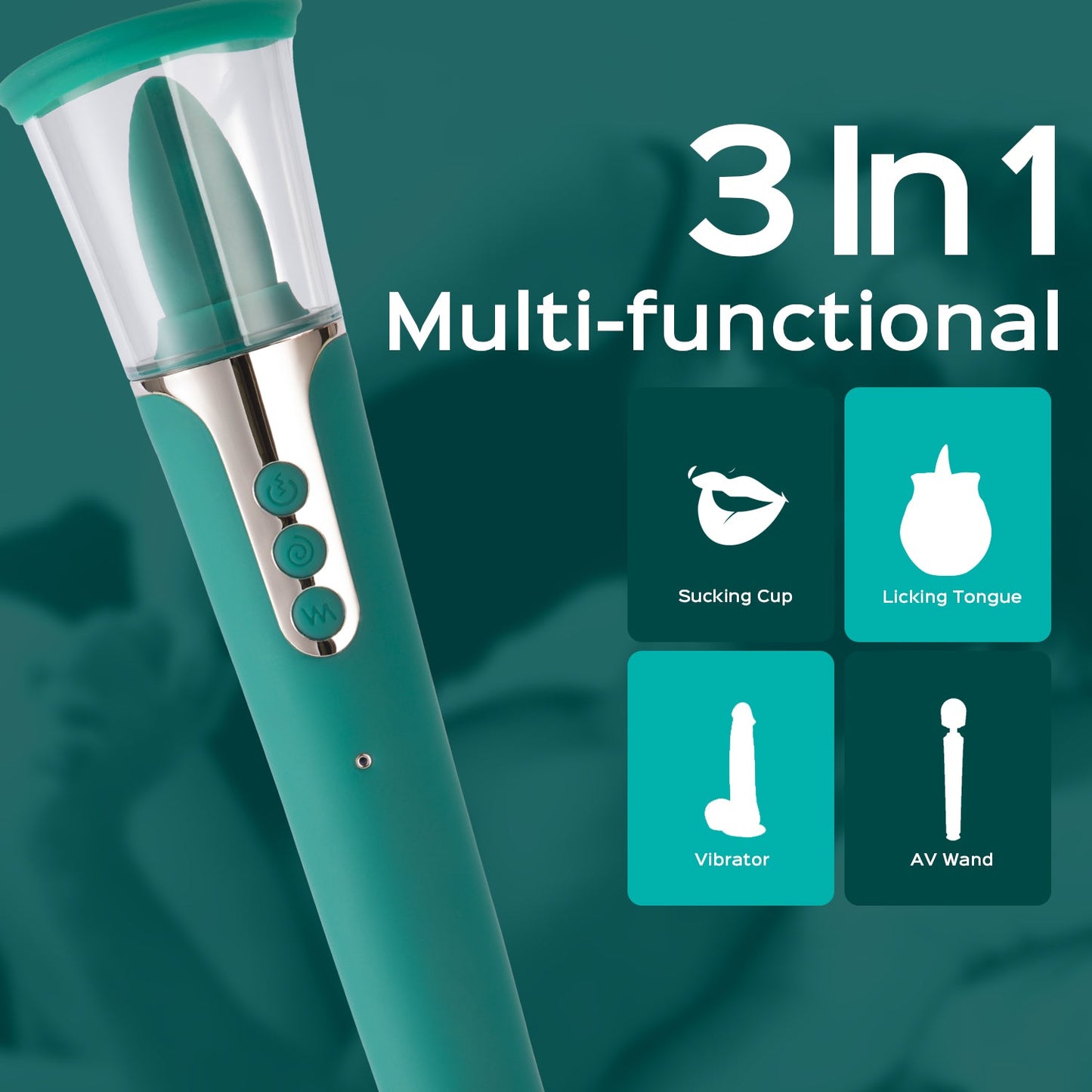 Jade – 3in1 Clitoral Sucking G Spot Vibrator & Clit Licking Tongue