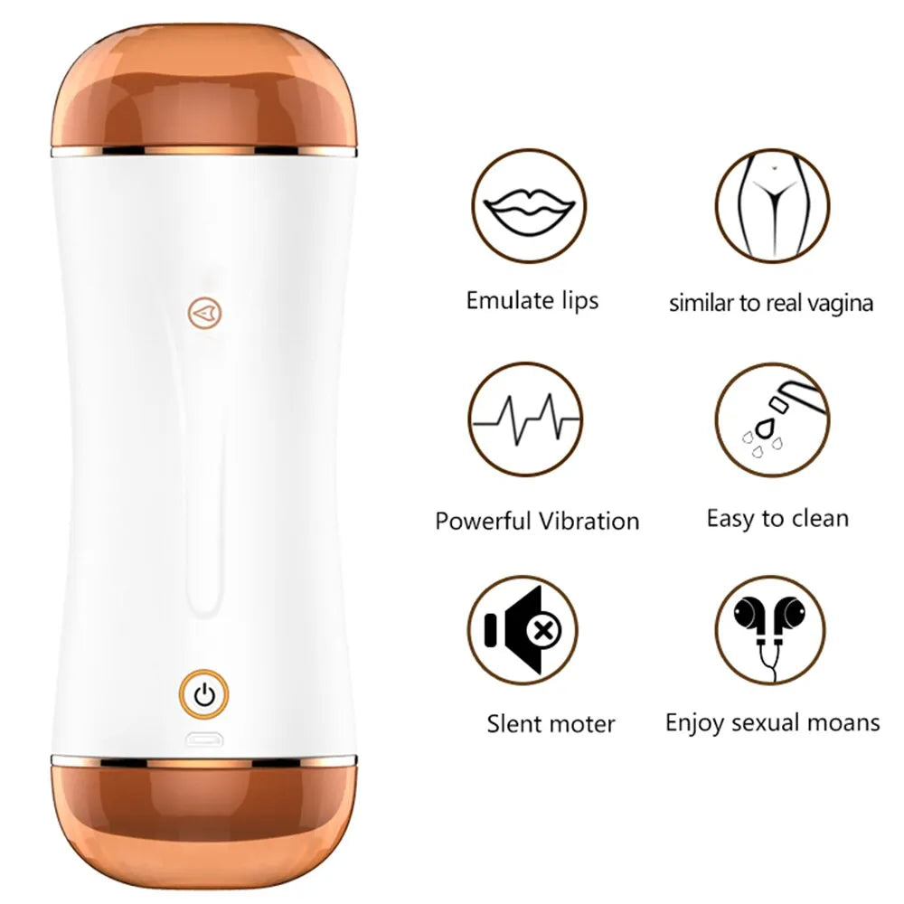 Automatic Dual Channel 10mode vibrator male masturbation Cup