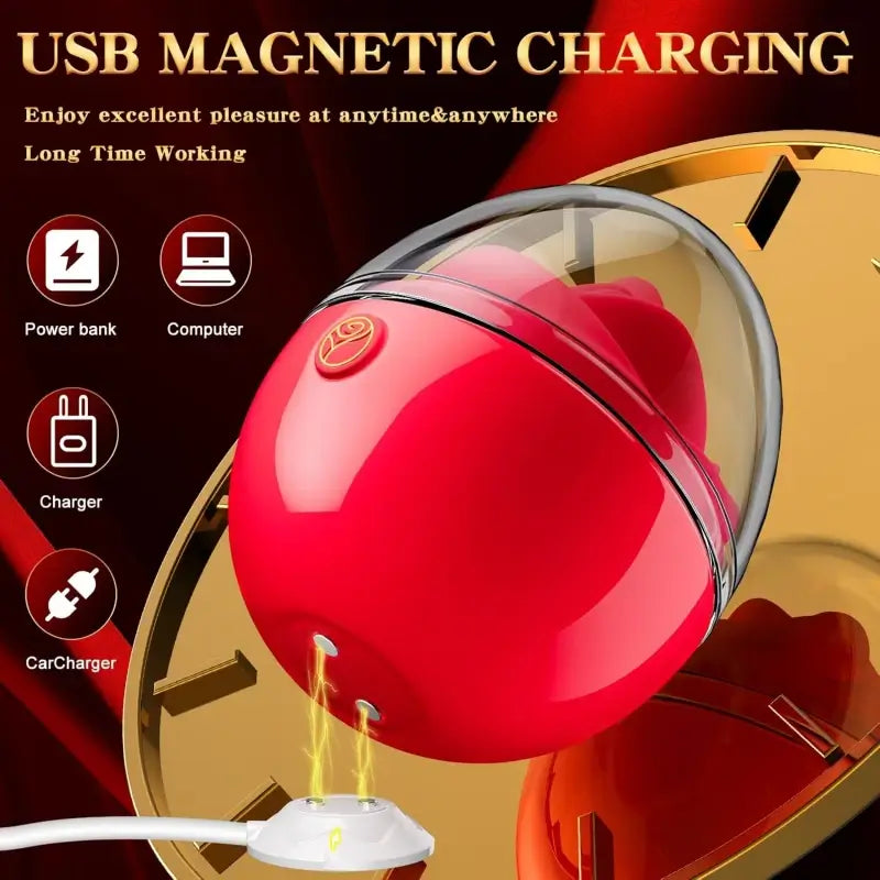Genesis – 7 Tongue Licking & Vibrating Anal Nipple Clitoral Stimulator Rose Sex Toy Vibrator