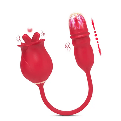 Joe—Rose Dual Tongue Dildo G Spot Vibrators with 10 Licking &amp; 10 Thrusting
