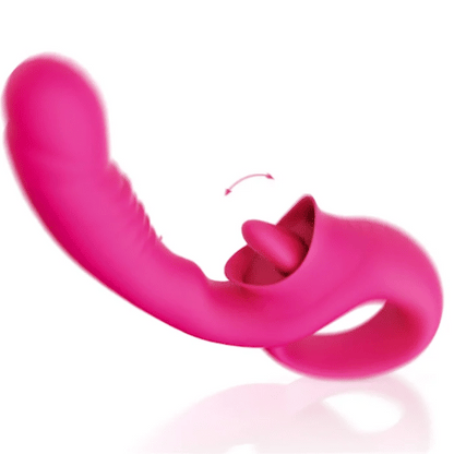 Nina – 2 in 1Nipple Clitoral Stimulator Clitoral 10 Licking &amp; Vibrating G Spot Vibrator Rechargeable Strapless Strap-On Realistic Dildo Vibrator