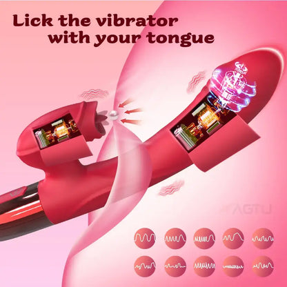 10 Licking &amp; Powerful Vibration Heating Rabbit Vibrator G Spot Vibrators Dildo Clitoral Stimulator