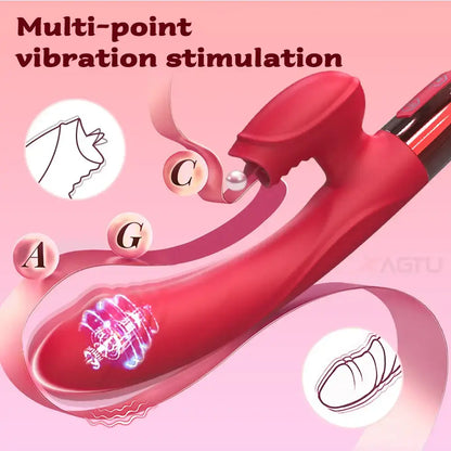10 Licking &amp; Powerful Vibration Heating Rabbit Vibrator G Spot Vibrators Dildo Clitoral Stimulator