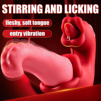 OpalSway Twin Rose Thrusting G Spot Vibrator – Tongue Teasing &amp; Vibrating