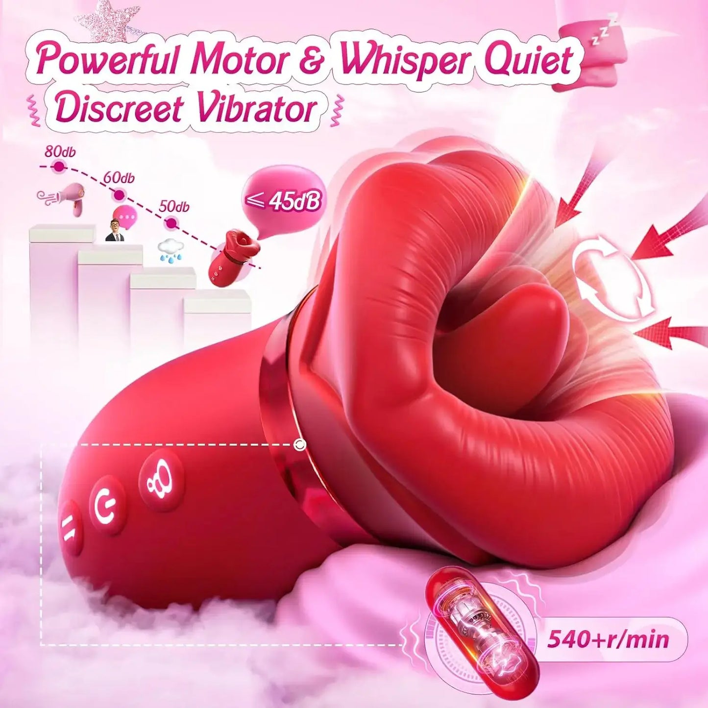 Nevaeh – 4IN1 Mouth Sucking Vibrator 10 Tongue Licking 3 Auto &amp; 1 Manual Sucking Clit Nipple G Spot Vibrators