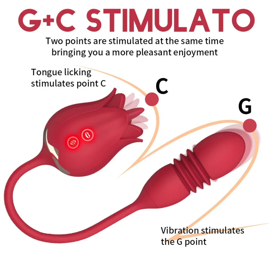 Rose Clitoris Stimulator with Tongue Licking and Thrusting