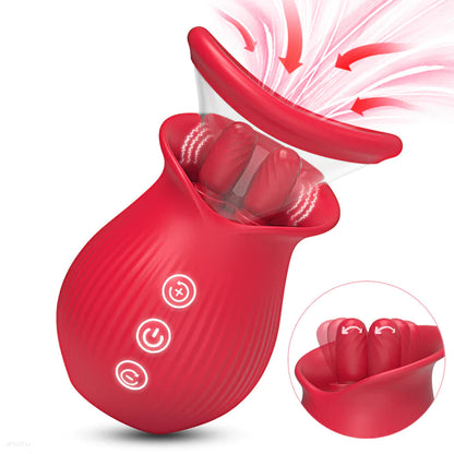 Tina—3 in1 Licking Sucking Vibrating Rose Vibrators with Suction Cups