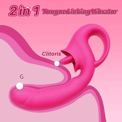 Nina – 2 in 1Nipple Clitoral Stimulator Clitoral 10 Licking &amp; Vibrating G Spot Vibrator Rechargeable Strapless Strap-On Realistic Dildo Vibrator
