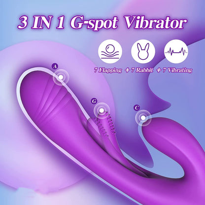Flapping Vibrator Dildo for Women: G Spot Rabbit Vibrator with 7 Vibration 7 Flapping Modes