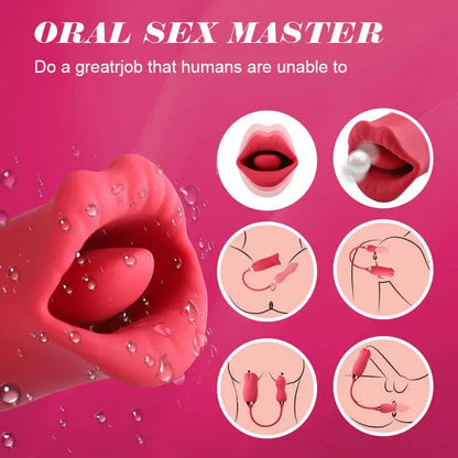 Aria – 9 Vibration Modes and 7 French Kissing 3-in-1 Bitting &amp; Thrusting Vibrator