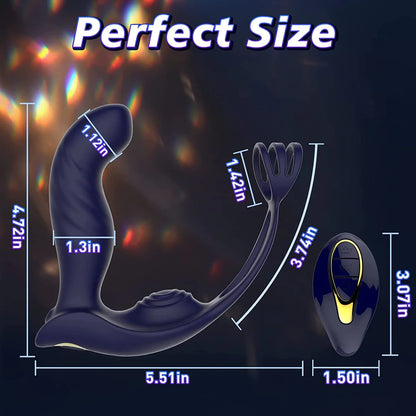 3 in 1 Vibrating Butt Plug Anal Vibrator with Dual Penis Ring