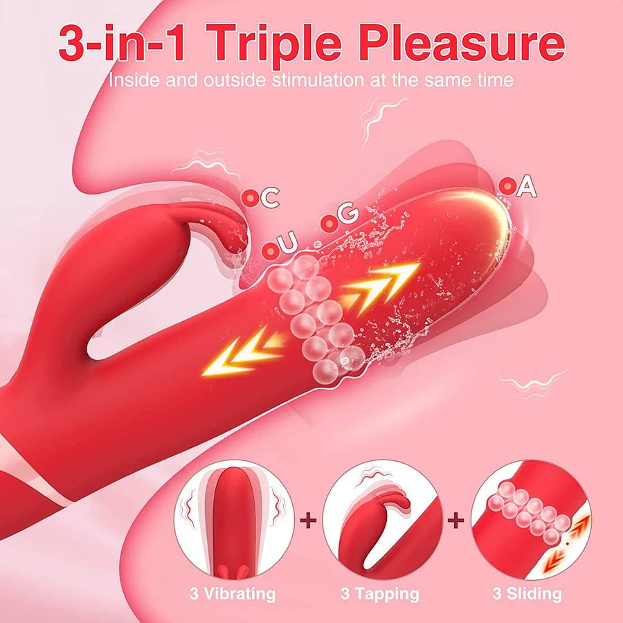 Rabbit 24 Beaded Clitoral Stimulator Anal Thrusting Dildo G-Spot Vibrator