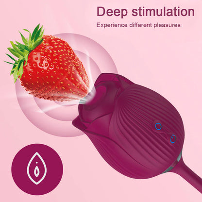Vibrating Rose Clit Sucker with Wiggle Finger Vibrator S5