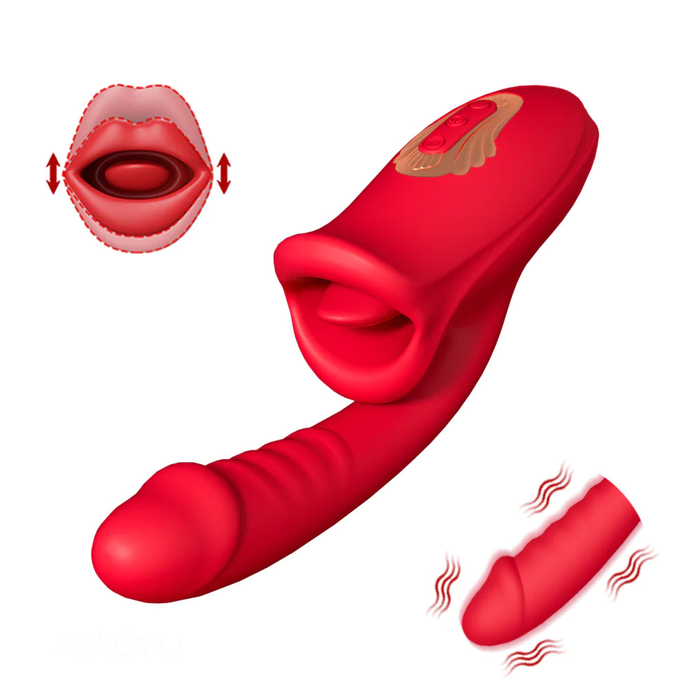 Nibbler Plus – Mouth Shaped Lip Biting Vibrator with G Spot Wand Vibrator