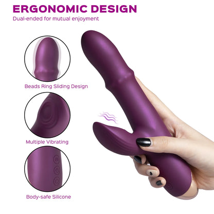 JESSLYN Tapping Clit Stimulator G-spot Vibrator with Sliding Beads Ring