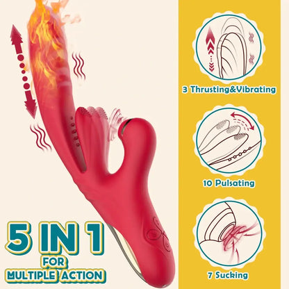 Evadne – 3-in 1 Thrusting &amp; Suction Tongue Vibrator for Clit &amp; G-spot