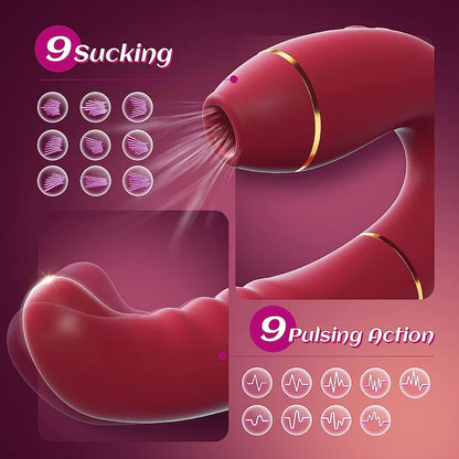 Adult Sex Toys for Women Sex Toy – Innovative 9 Sucking &amp; 9 Pulsing Action Clitoral Sucking Vibrators for G Spot Stimulation, 2in1 Vibrating Dildo Nipple Sucker Anal Sex Toy for Women Couples Pleasure