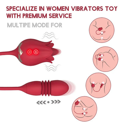Rose Clitoris Stimulator with Tongue Licking and Thrusting