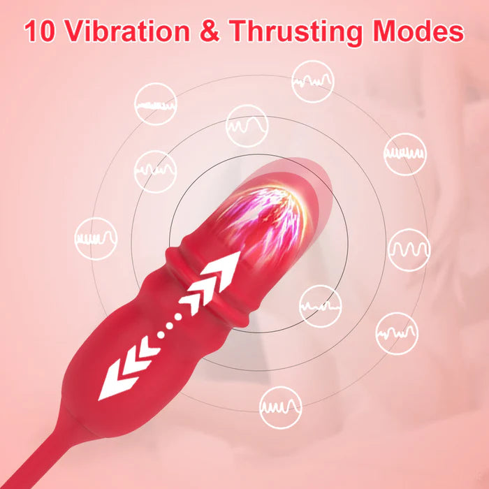 Joe—Rose Dual Tongue Dildo G Spot Vibrators with 10 Licking &amp; 10 Thrusting