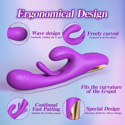 Flapping Vibrator Dildo for Women: G Spot Rabbit Vibrator with 7 Vibration 7 Flapping Modes