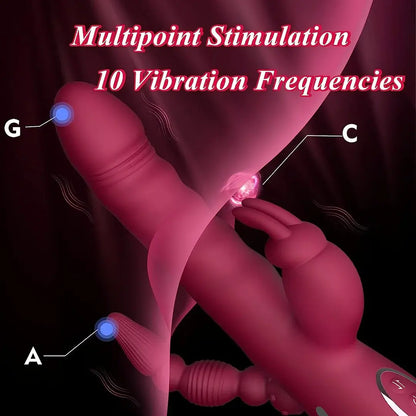 Megan – 3 in 1 Clitoris G Spot Rabbit Vibrator Thrusting Dildos Butt Plug Anal Play Sex Toy