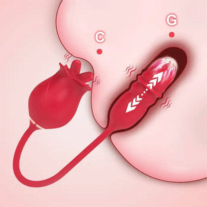 Joe—Rose Dual Tongue Dildo G Spot Vibrators with 10 Licking &amp; 10 Thrusting