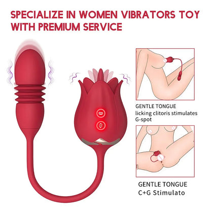 Rose Clitoris Stimulator with Tongue Licking and Thrusting