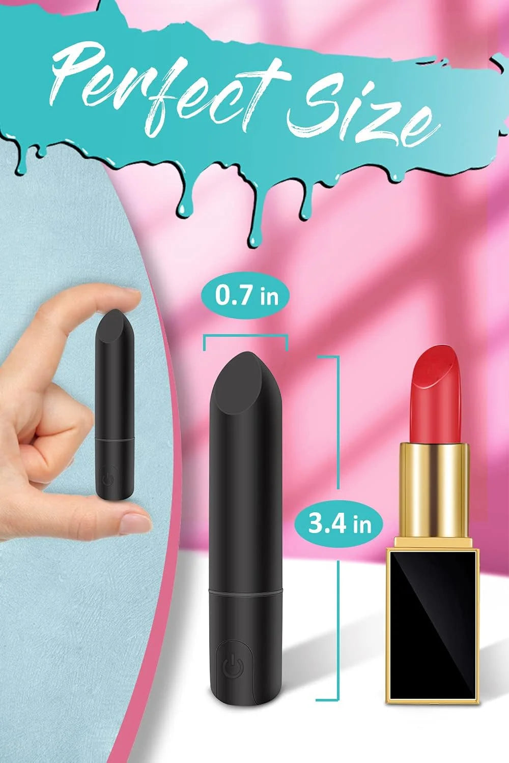 Bullet Vibrator with Angled Tip for Precision Clitoral Stimulation, Discreet Rechargeable Lipstick Vibe with 10 Vibration Modes Waterproof Nipple G-spot Stimulator Sex Toys for Women