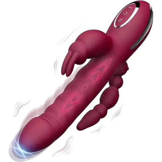 Megan – 3 in 1 Clitoris G Spot Rabbit Vibrator Thrusting Dildos Butt Plug Anal Play Sex Toy