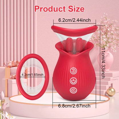 Tina—3 in1 Licking Sucking Vibrating Rose Vibrators with Suction Cups