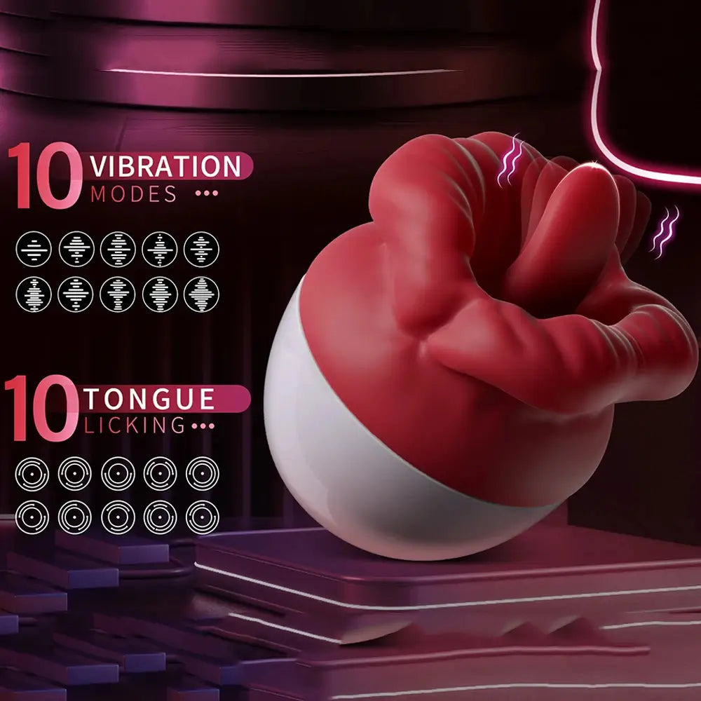 Charlene – 3 Suction 5 Vibrations&amp; Licking Big Mouth Tongue Vibrator &amp; Nipple Clitoral Licker Stimulator