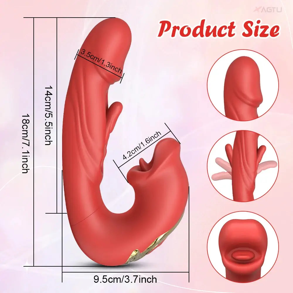 Danica – 7 Flapping &amp; Vibrating &amp; Licking G Spot Vibrator Tongue Toys Thrusting Dildo for Clitoral Stimulation