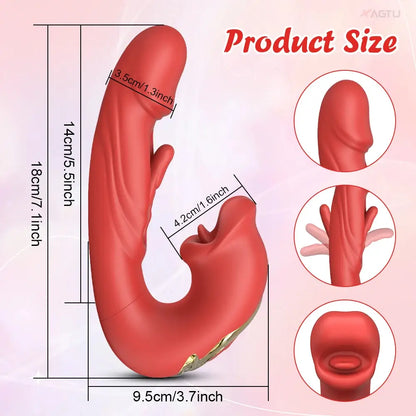 Danica – 7 Flapping &amp; Vibrating &amp; Licking G Spot Vibrator Tongue Toys Thrusting Dildo for Clitoral Stimulation