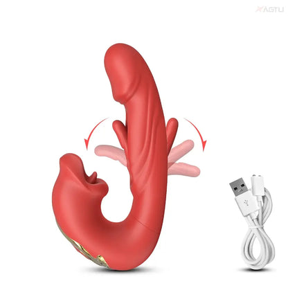 Danica – 7 Flapping &amp; Vibrating &amp; Licking G Spot Vibrator Tongue Toys Thrusting Dildo for Clitoral Stimulation