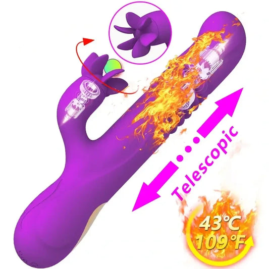 Aiya – 7 Rotating 3 Vibration Telescopic Heating Vibrator for Clitoral and G-spot Stimulation
