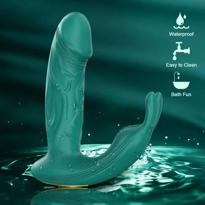 Freya – 3 IN 1 Wearable Remote Vibrator with 9 Rabbit Clit Vibrator &amp; 9 Thrusting Dildos G Spot Vibrator
