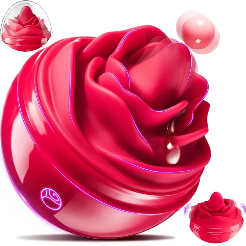 Genesis – 7 Tongue Licking &amp; Vibrating Anal Nipple Clitoral Stimulator Rose Sex Toy Vibrator
