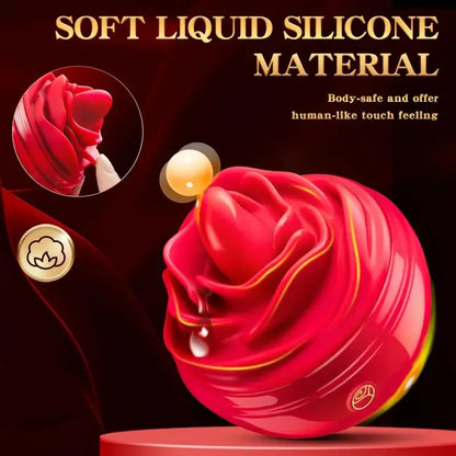 Genesis – 7 Tongue Licking &amp; Vibrating Anal Nipple Clitoral Stimulator Rose Sex Toy Vibrator