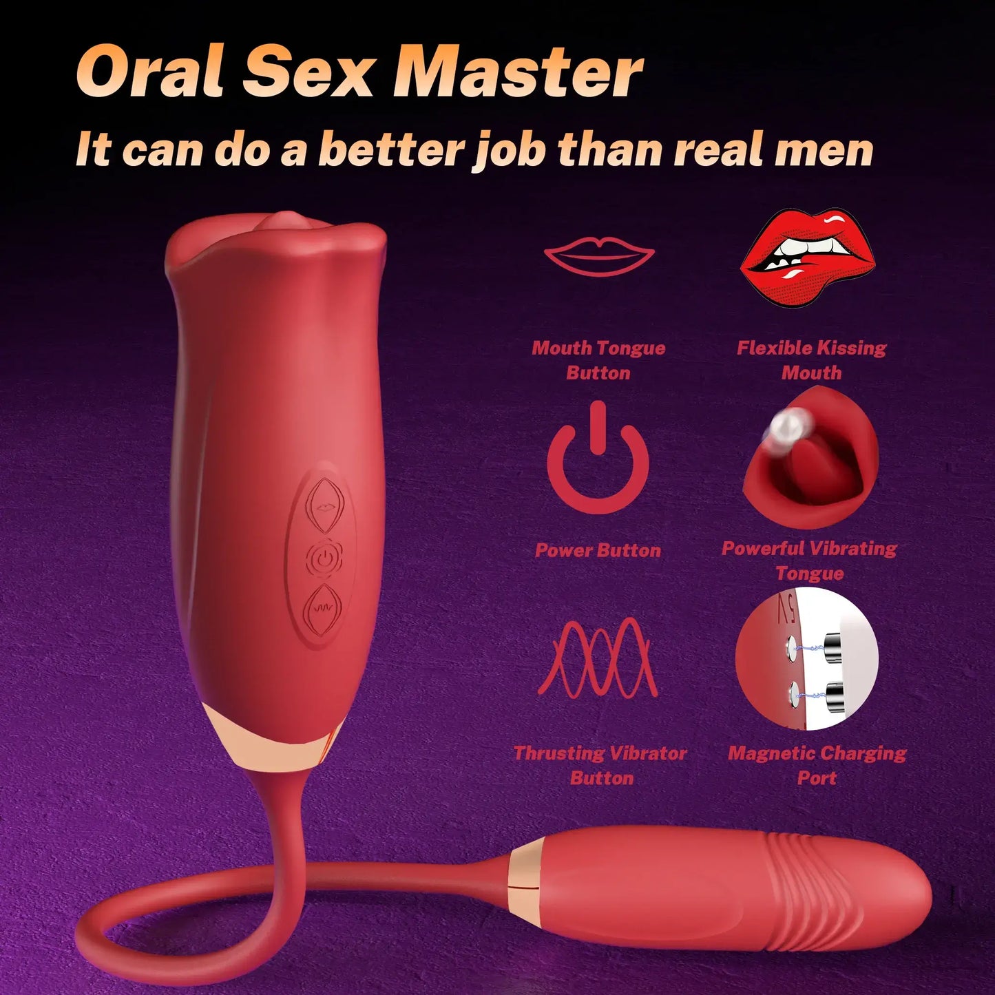 Grace – Thrusting &amp; Vibrating Bullet Stimulator and Mouth Biting Vibrator