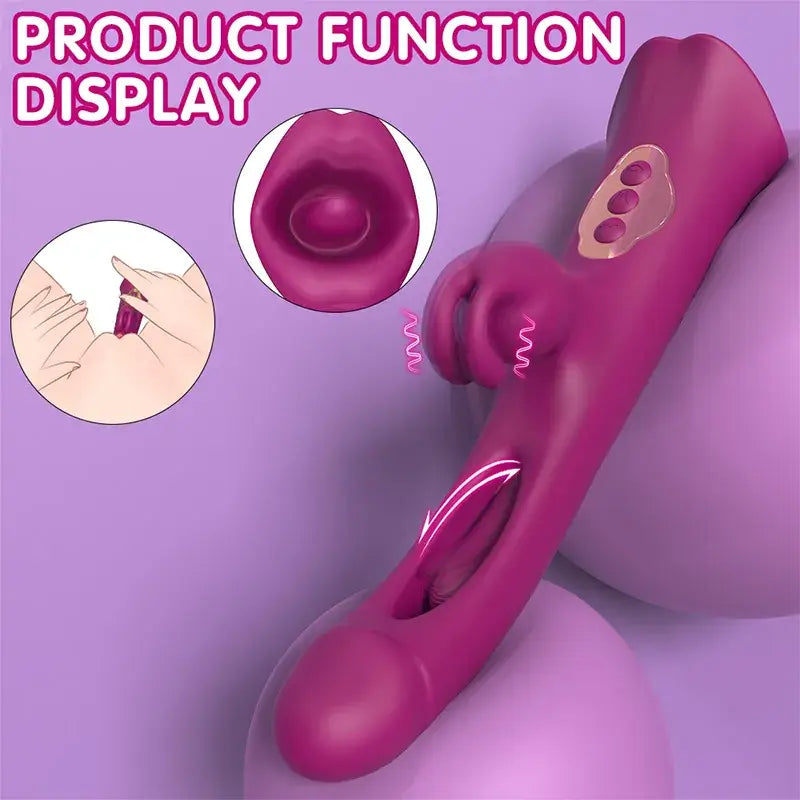 Jasmina – 4 IN 1 Licking Vibrating Flapping Clit Nipple Anal Stimulation Rabbit Stimulator