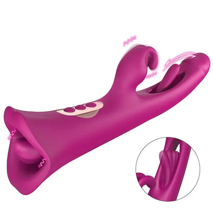 Jasmina – 4 IN 1 Licking Vibrating Flapping Clit Nipple Anal Stimulation Rabbit Stimulator