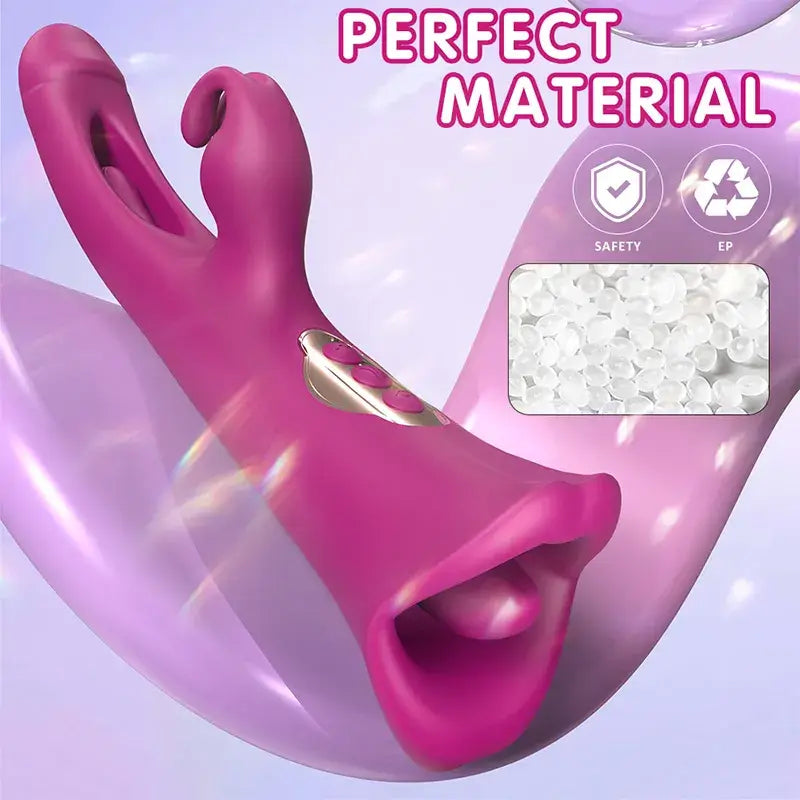 Jasmina – 4 IN 1 Licking Vibrating Flapping Clit Nipple Anal Stimulation Rabbit Stimulator