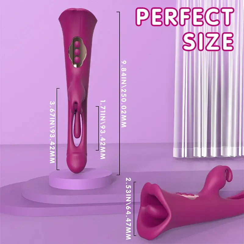 Jasmina – 4 IN 1 Licking Vibrating Flapping Clit Nipple Anal Stimulation Rabbit Stimulator