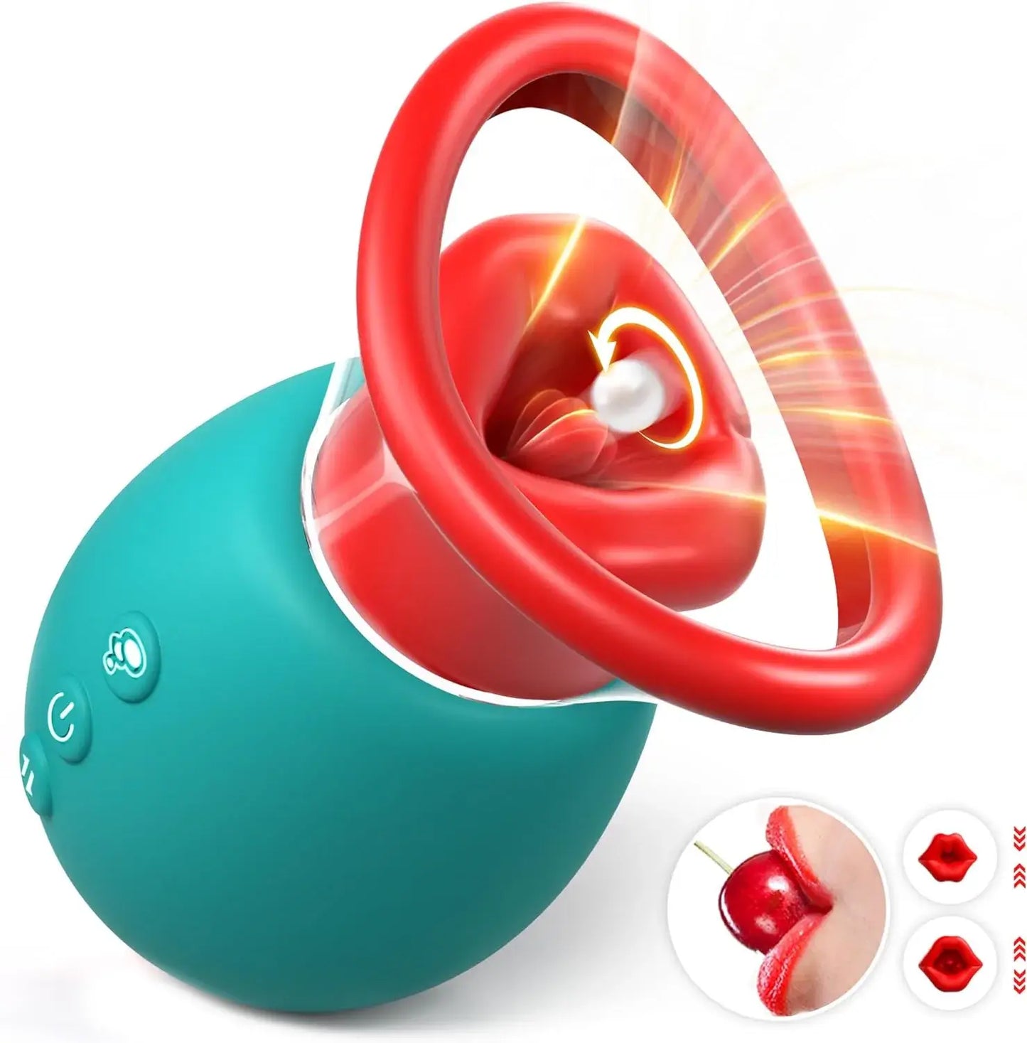 Lola – 4 IN 1 Rose Sex Toy Licking Vibrator with 10 Mouth Kissing Vibrations &amp; 3 Auto/Manual Suction