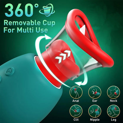 Lola – 4 IN 1 Rose Sex Toy Licking Vibrator with 10 Mouth Kissing Vibrations &amp; 3 Auto/Manual Suction