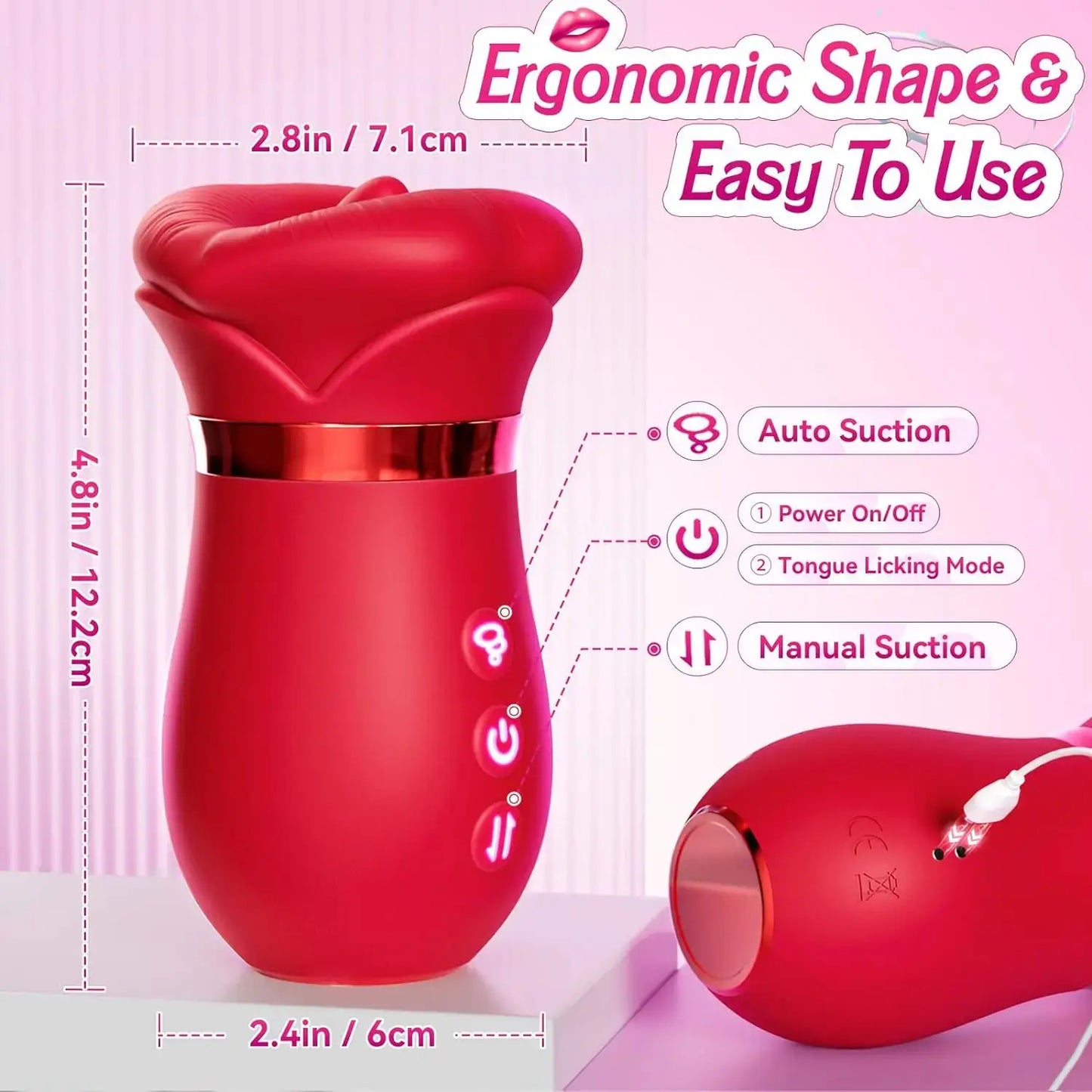 Nevaeh – 4IN1 Mouth Sucking Vibrator 10 Tongue Licking 3 Auto &amp; 1 Manual Sucking Clit Nipple G Spot Vibrators