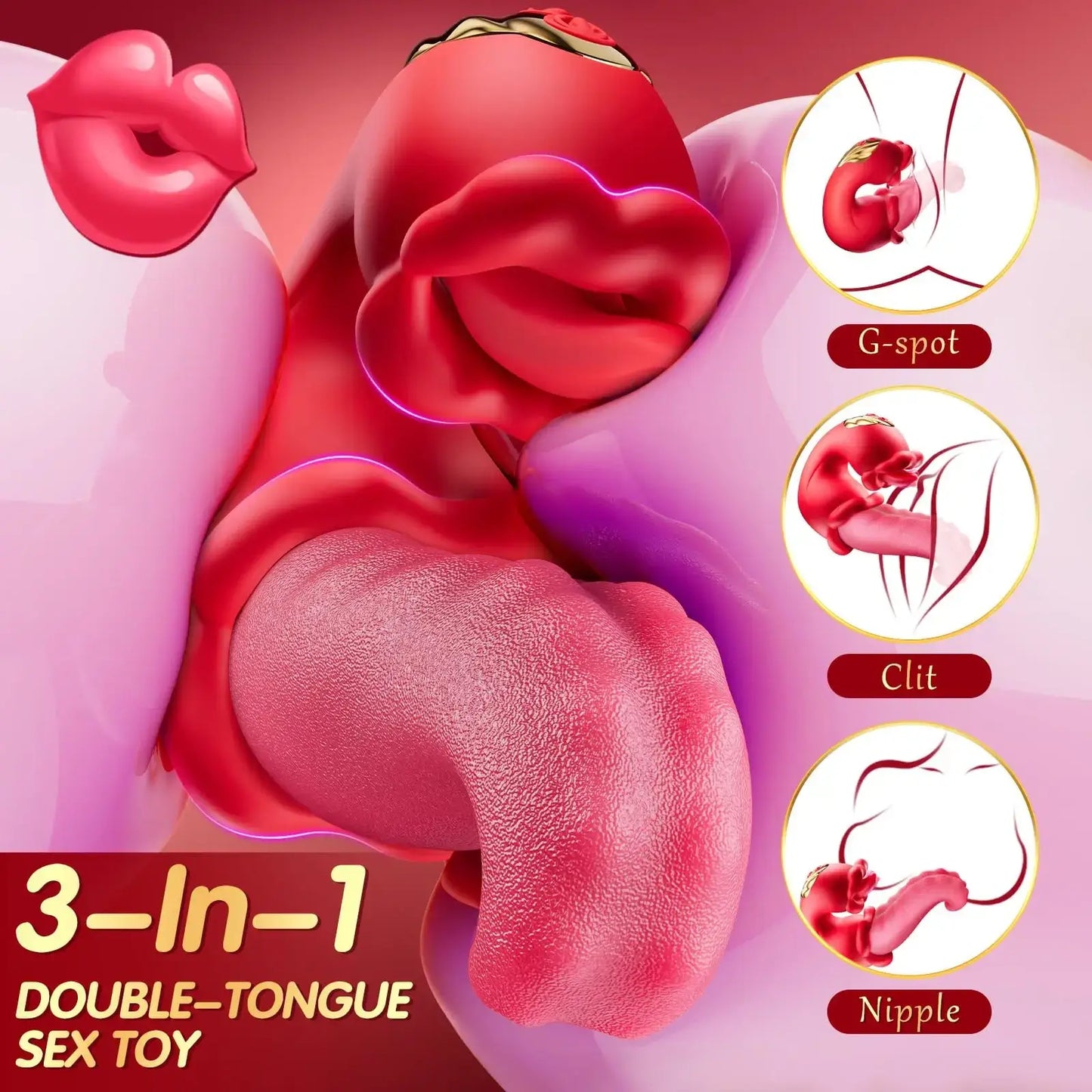 OpalSway Twin Rose Thrusting G Spot Vibrator – Tongue Teasing &amp; Vibrating