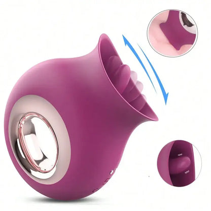 Paulina – 2 in 1 Licking &amp; Vibrating Tongue Vibrator&amp; Nipples Clitoral Stimulator Rose Vibrator